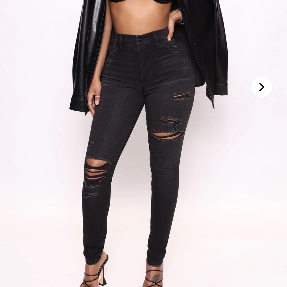 Fashion Nova Black Ripped Skinny Jeans